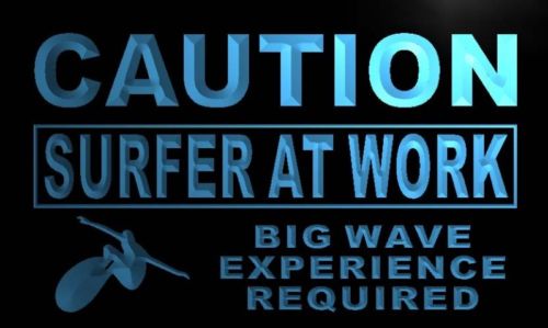 Caution Surfer at Work Big Wave Neon Light Sign